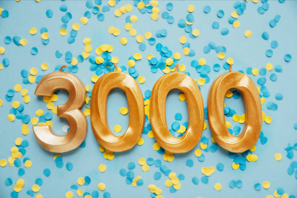 istock 3000 three thousand followers card. Template for social networks, blogs. Festive Background 1460209864