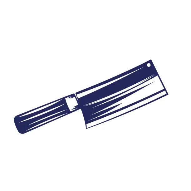 Vector illustration of butcher cleaver, knife on white, vector illustration
