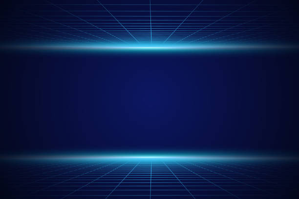 istock line background of futuristic horizon with blue light 1460214067