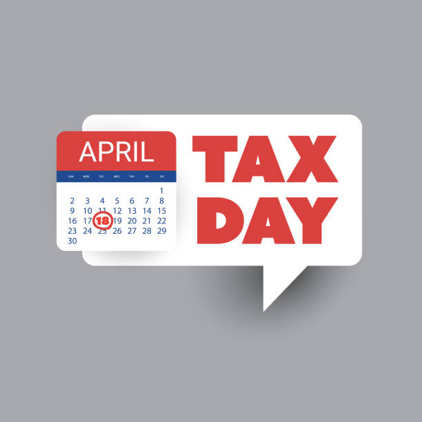 ilustraciones, imágenes clip art, dibujos animados e iconos de stock de recordatorio del día de los impuestos de ee. uu. - plantilla de diseño de banner 2023 - calendar tax april day