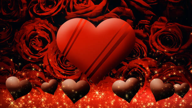 istock Image of floating chocolate hearts on a rose background, Valentine's Day 1460219876