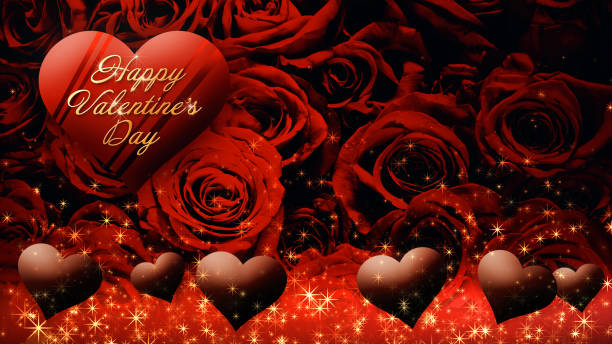istock Image of floating chocolate hearts on a rose background, Valentine's Day 1460219880