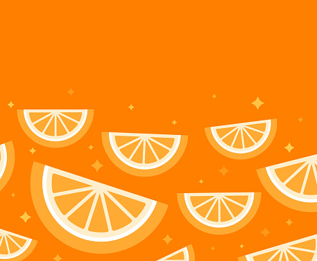 Oranges slices glittering modern background.