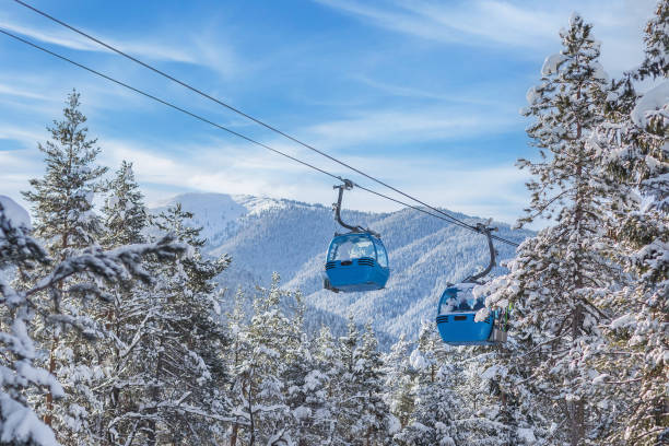 istock Ski resort Bansko, Bulgaria, cable car gondola 1460225616