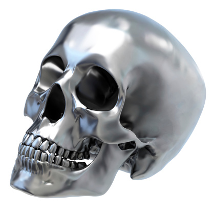 3/4 view of Metallic Skull