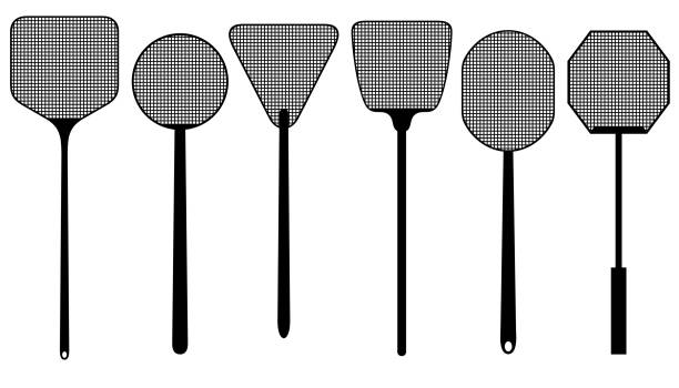 collection of different fly swatters - popo tokatlamak stock illustrations
