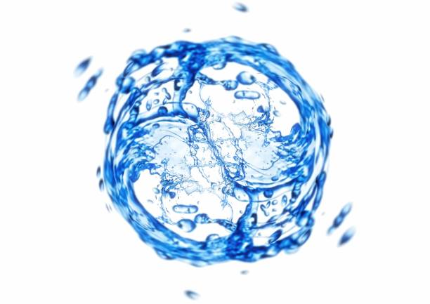 istock White background with abstract blue liquid swirling in a circle 1460227882
