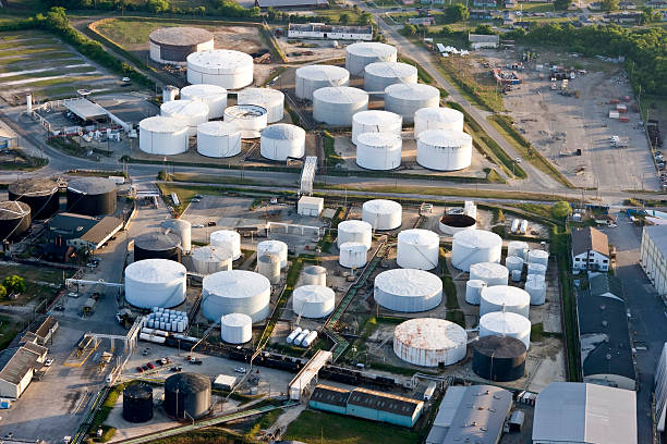 oil storage tanks stock photo