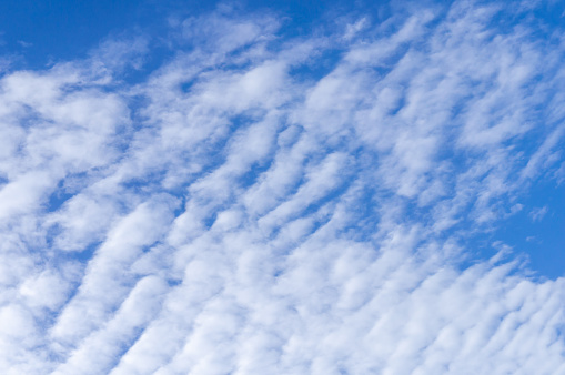Photo of white fluffy clouds on a sunny day in the blue sky