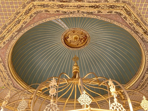 The mosaic ceiling of the beautiful Hagia Sophia mosque situated in the turkish city of Istanbul