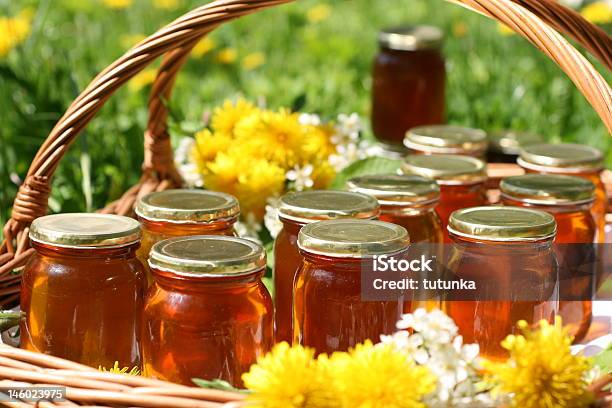 Honey In Glass Stock Photo - Download Image Now - Bee, Blossom, Dandelion