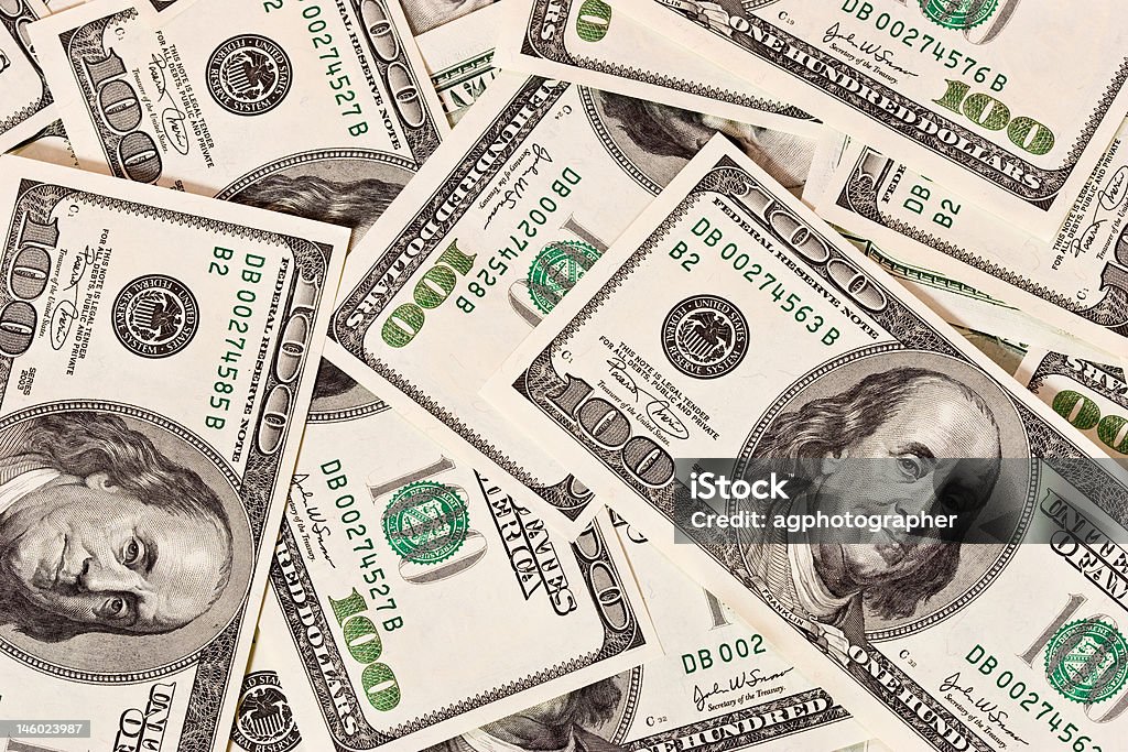 money money series: hudreds of green dollar texture Horizontal Stock Photo