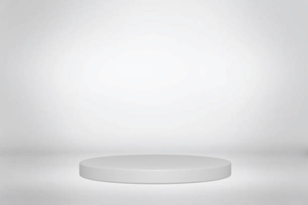 istock Product presentation, gray stage or podium to present product on studio background, 3D render 1460242693