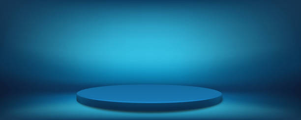 istock Product presentation, blue stage or podium to present product on studio background, 3D render 1460242714