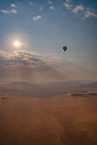 Hot air balloon flight over the Namib at sunrise