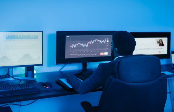 istock Financial analyst working on stock exchange market in office - Fintech concept 1460246021