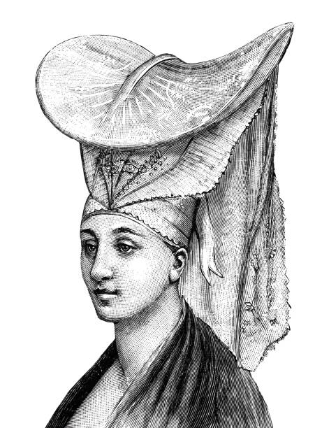 istock Young woman wearing a unique bizarre hat hat looking like a leaf, side view, white background 1460246349