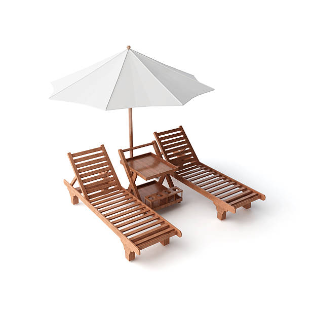 Two chairs and umbrella stock photo