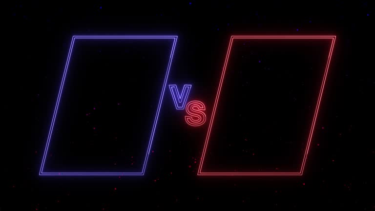 versus animation in blue and red with neon design perfect for fighting games