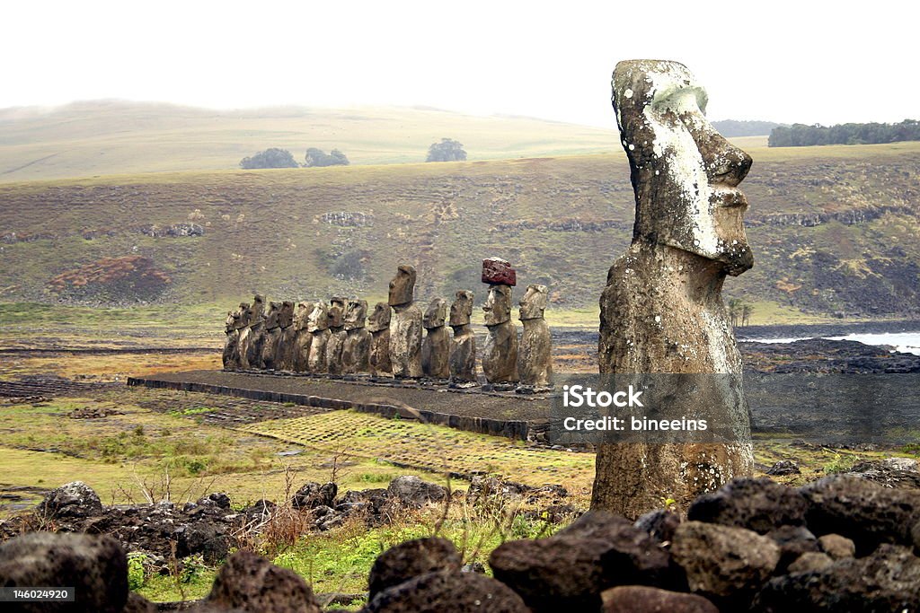 Moai-Statuen auf der Osterinsel - Lizenzfrei Fotografie Stock-Foto