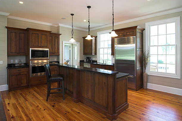 istock luxury kitchen in dark wood 146025053