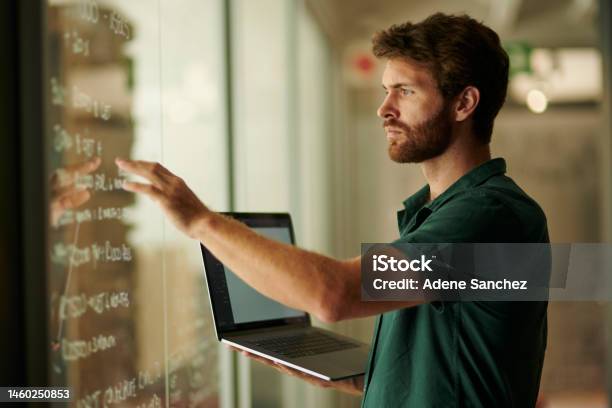 Man Using Software Laptop Strategy And Programming Man Planning Software Solution Data ...