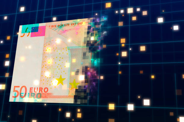 digital european union currency transfer - european union euro note currency forex european union currency imagens e fotografias de stock