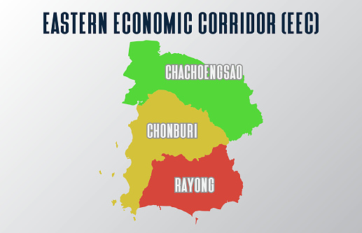 background of Eastern Economic Corridor or EEC map at Thailand