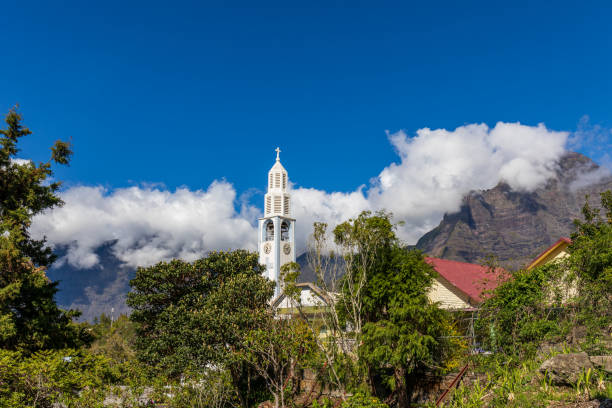 Cilaos, Reunion Island - The church stock photo