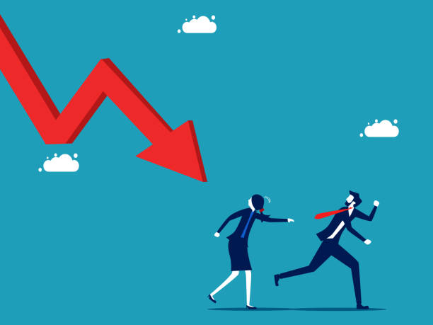 istock Businessman running away from crisis. Escaping from a crisis. vector illustration eps 1460255901