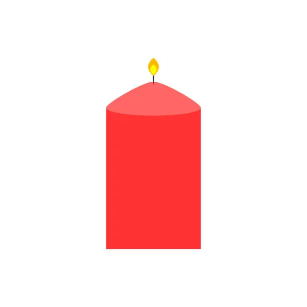 Vector illustration of red candle. Christmas decoration. Vector illustration.