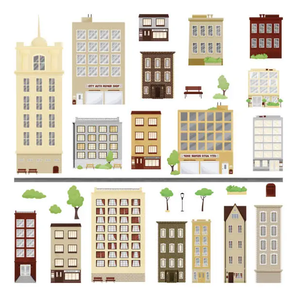 Vector illustration of City houses a large set