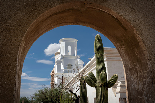 The Spanish mission, San Xavier del bac, built in 1797 and still standing near Tucson, Arizona.