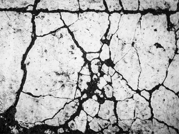 Vector illustration of Vector grunge texture of cracked paint on asphalt