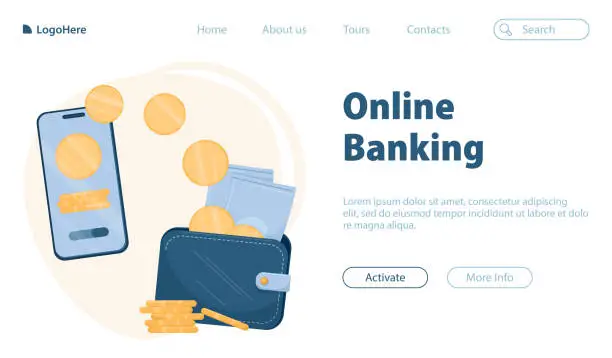 Vector illustration of Web page template for online banking
