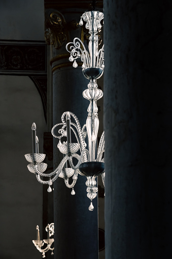 Crystal chandelier in church