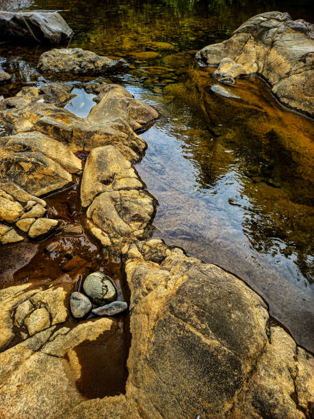 river in the dry season. looks like acidic water.