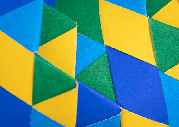 3D rendered embedded hexagon prism on yellow background under sunlight. Large copy space.