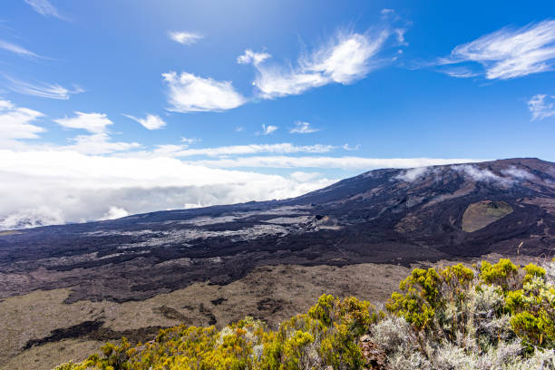 Reunion Island - Piton de la Fournaise volcano stock photo