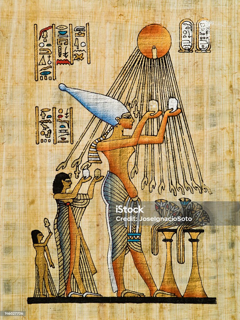 Egyptian Papirus - Zbiór zdjęć royalty-free (Akhenaten)