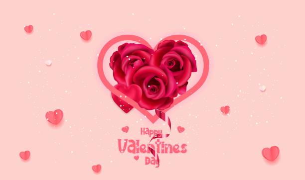 ilustrações de stock, clip art, desenhos animados e ícones de greeting background with abstract 3d composition for valentine's day - valentine