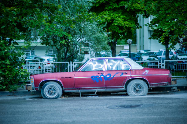 A vintage red American car