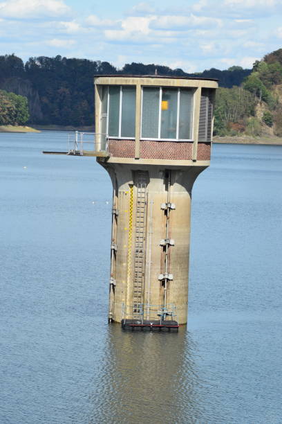 tower in a reservoir lake