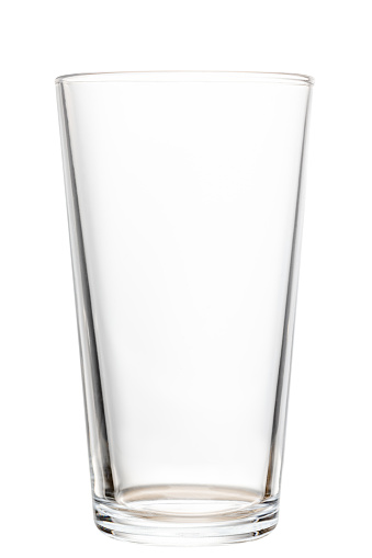 Empty shaker pint beer glass isolated on white background