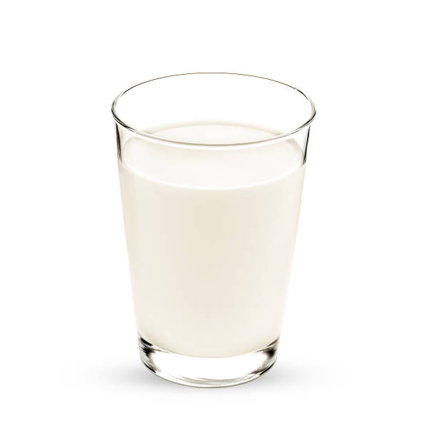 glass of fresh milk isolated on white - milk milk bottle bottle glass imagens e fotografias de stock