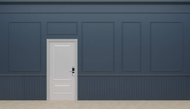 istock Digital door handle with wood white door panel. 1460282086