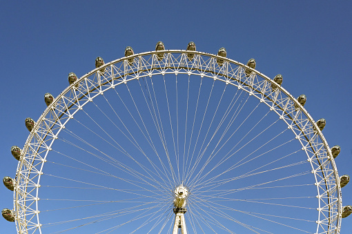 Close up Ferris wheel in a European style garden