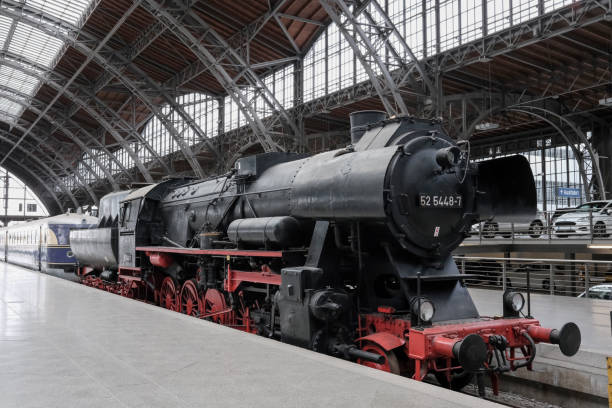 steam locomotive in dresden main station, year of construction 1943