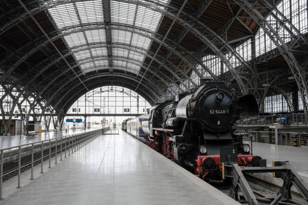 steam locomotive in dresden main station, year of construction 1943