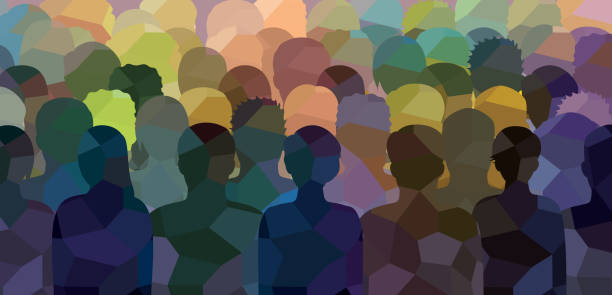 Group of people. Vector characters - silhouettes. Unrecognizable portraits of women and men. Vector illustration of group of people. diversity stock illustrations